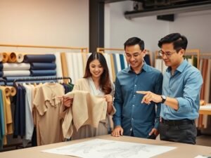 China wholesale hub product sourcing team is working on selection of apparels and textiles from China for a customer
